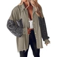 thumbnail image 1 of Baqcunre Women's Clothing, Women's Jacket Sequin Patchwork Long Sleeve Jacket Top Button Front Oversized Denim Shacket Valentines Day Gifts, 1Pc Blouse Green1 XL, 1 of 6