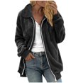 thumbnail image 1 of Baqcunre Women's Clothing, Womens Fuzzy Fleece Open Front Cardigan Jacket Oversized Long Sleeve Lapel Warm Teddy Coat with Pockets Valentines Day Gifts, 1Pc Jacket Black L, 1 of 3