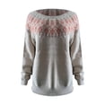 thumbnail image 1 of Baqcunre Women's Clothing, Womens Knitted Striped Sweaters Casual Loose Crewneck Long Sleeve Lightweight Pullover Tops Valentines Day Gifts, 1Pc Top Khaki M, 1 of 4