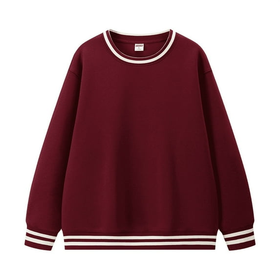 Baqcunre Women's Clothing, Womens Oversized Crewneck Long Sleeve Sweaters Color Block Striped Fall Casual Loose Knit Pullover Sweater Tops Valentines Day Gifts, 1Pc Sweater Red Xs