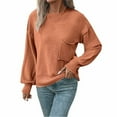thumbnail image 1 of Baqcunre Women's Clothing, Womens Tops 2025 Oversized Long Sleeve Crewneck Waffle Knit Shirts Business Casual Blouses Basic Shirts Valentines Day Gifts, 1Pc Sweater Orange S, 1 of 8