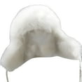 thumbnail image 1 of Clearance! Baqcunre Women's Fluffy Trapper Hat, Long Pile Faux Fur Hat with Buckle, Mink-Style Winter Warm Hat, One Cap White One Size, 1 of 3
