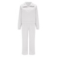 thumbnail image 1 of Baqcunre Women's Two-Piece Half-Zip Hooded Sweatshirt + Trousers Set Plus Size Sweatshirt Loose Autumn Fashion Sweatpants, 1Pc Hoodie + 1Pc Trousers White M, 1 of 4