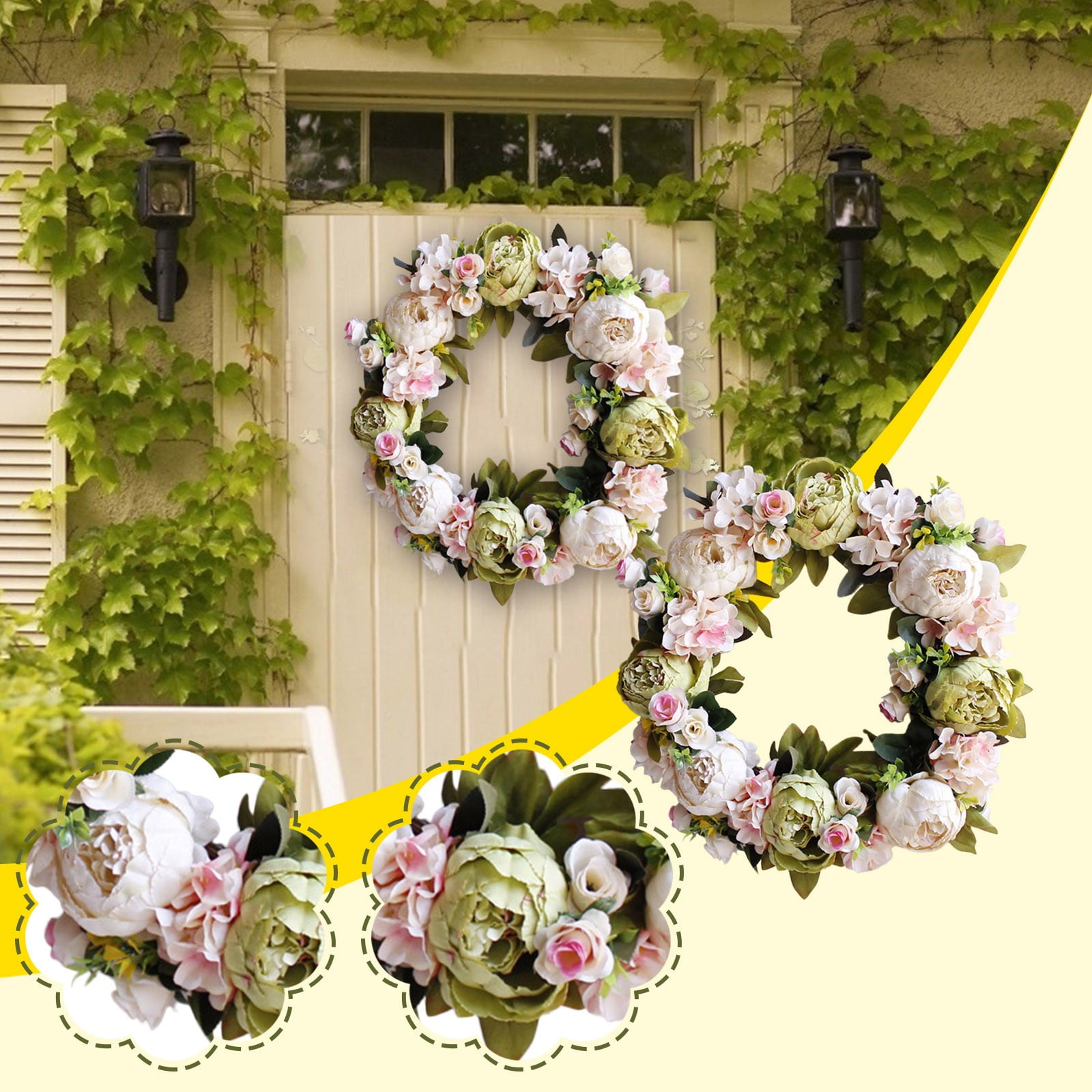 Clearance! Barhoo Garland, Spring Leaf Wreath Plastic Artificial Plant