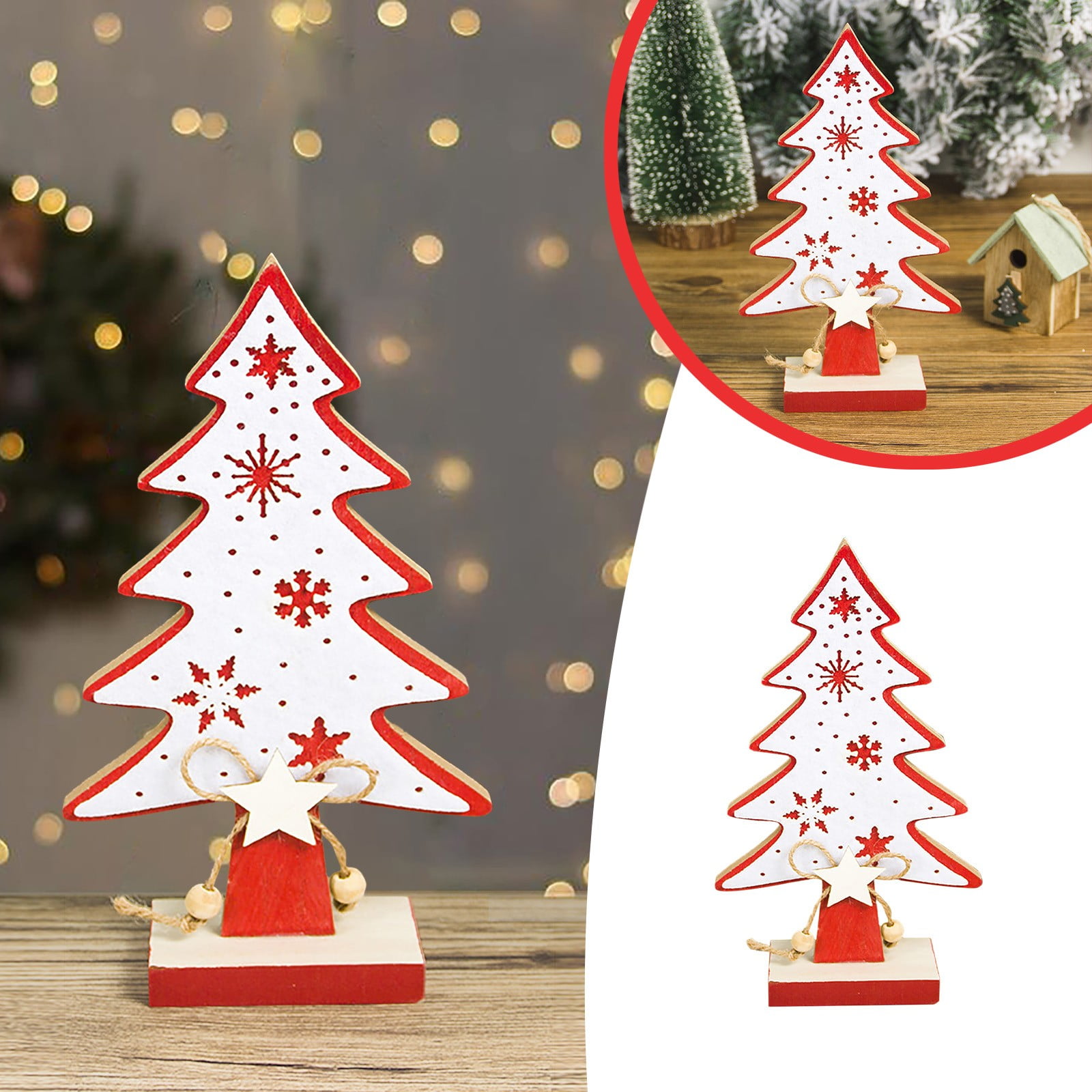 Clearance! Barhoo Ornament, Christmas Table Set Snowflake Wooden