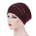 thumbnail image 1 of 2025 Baseball Caps Women Rhinestone India Hat Ruffle Cancer Chemo Beanie Turban Wrap Cap, 1 of 2