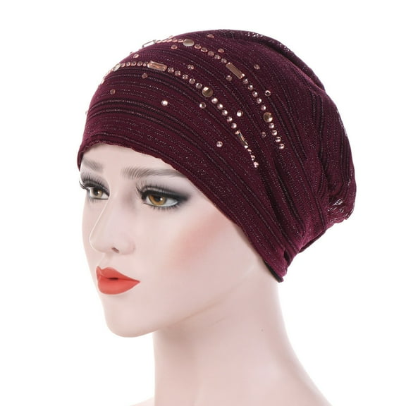 2025 Baseball Caps Women Rhinestone India Hat Ruffle Cancer Chemo Beanie Turban Wrap Cap