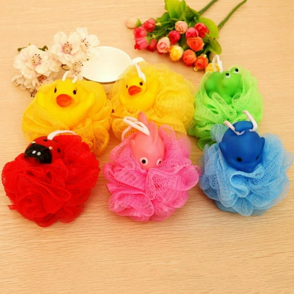 Clearance! Bath Sponges Animal Kids Loofah Bath Pouf Mesh Bath Sponges Colorful Cartoon Body Shower Ball Spa Puff Scrubber for Kids