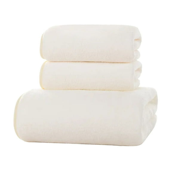 Clearance! Bath Towels Set of 3 (3Pcs) Soft Velvet Towel Set With Bath Towel + Hand Towel + Washcloth For Bathroom Towels Set For Adults High Absorbent Quick-Drying Towels Set White