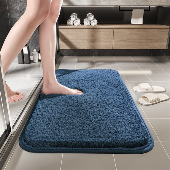 Bathroom Rugs Bath Mat Absorbent Microfiber Bath Rugs Non Slip Plush Shaggy Shower Mat for Bathroom Floor Tub Machine Washable Kitchen Mat Doormat White(24X16 Inch)