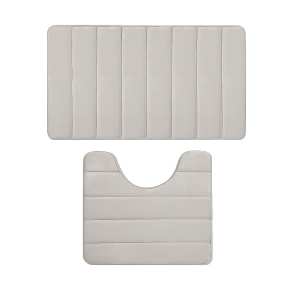 Clearance Bathroom Rugs, Hwkond Memory Foam Bath Mat Set Bathroom Rugs Practical For 2 Pcs Toilet Mats Soft Comfortable Water Absorption Non-Slip Thick Machine Washable Easier To Dry DarK,Beige