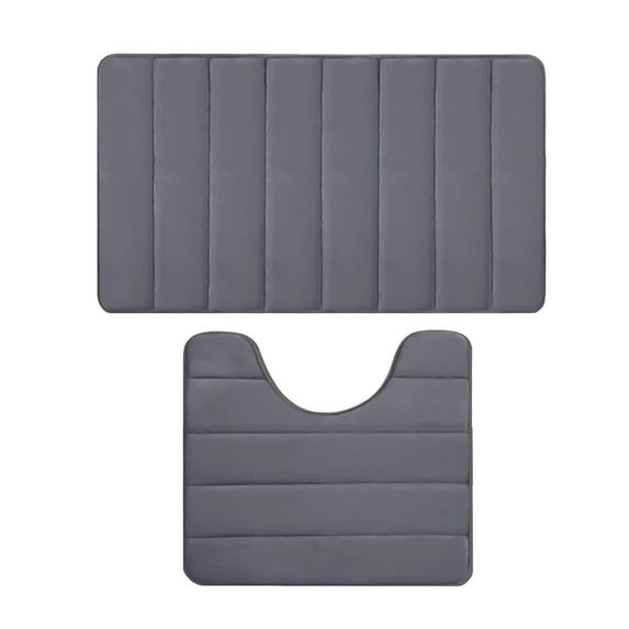 Hvmvliv Bathroom Rugs Memory Foam Bath Mat Set 2 Pcs Bathroom Rug Soft Comfortable Water Absorption Non-Slip Thick Machine Washable for Bathroom Dark Gray (2pcs)