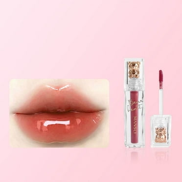 Clearance!Bear Lip Glaze Jelly Lipstick,Liquid Lipstick Cute Bear Lipgloss Moisturizing Lip Stain Plumping Water Lip Gloss Waterproof Long Lasting Cheek Rouge Tint Cosmetics Bear Beauty Makeup