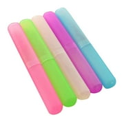 Clearance! Beauos Windfall Travel Toothbrush Box Holder 5 Pack Portable Toothbrush Storage Multiple Colors Portable Travel Camping Toothbrush Holder Box Tube Protector Case, One Size