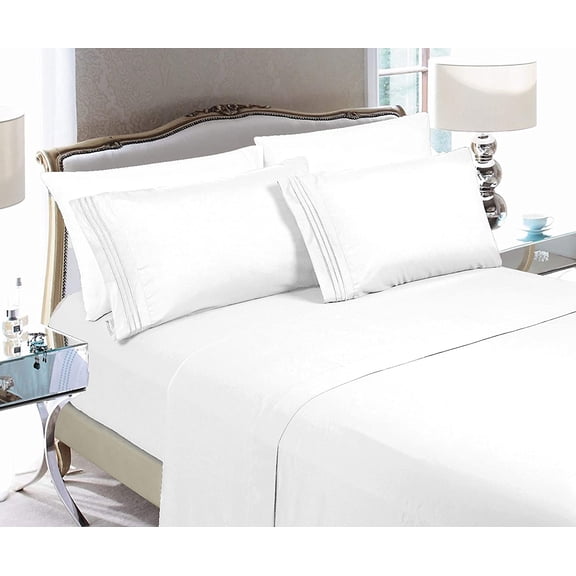 Clearance Bed Sheet Set Soft 1500 Series Sheet set Full, White