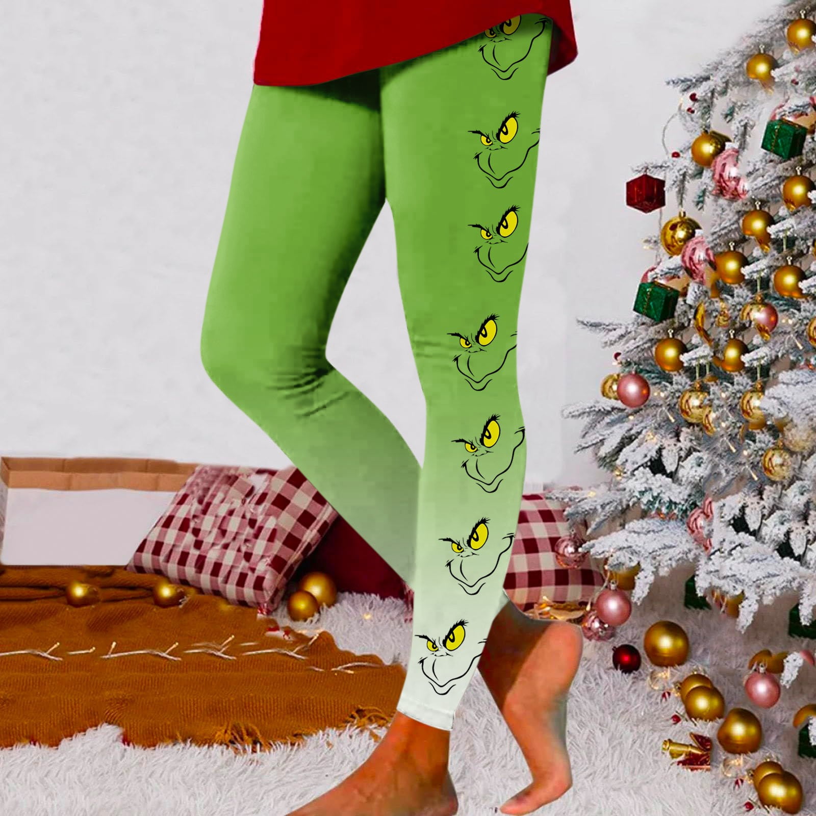 Clearance Before Christmas,Christmas Leggings ,Christmas Grinch Womens Yoga  Pants, Women Girls Grinch Leggings Skinny Christmas Grinch Printed Leggings  High Waist Stretchy Tights Trouser Yoga Pants 