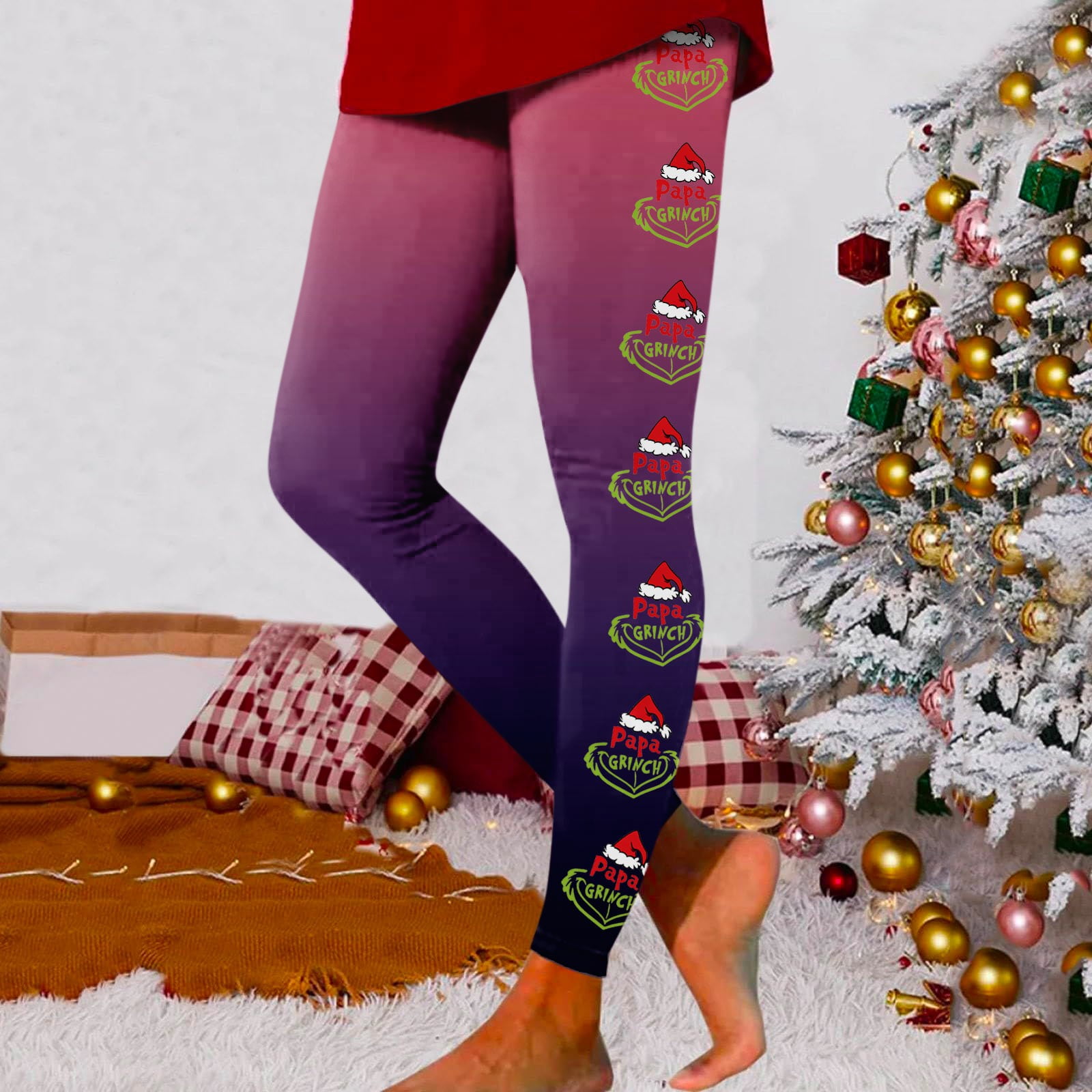 Clearance Before Christmas,Christmas Leggings ,Christmas Grinch Womens Yoga  Pants, Women Girls Grinch Leggings Skinny Christmas Grinch Printed Leggings  High Waist Stretchy Tights Trouser Yoga Pants 