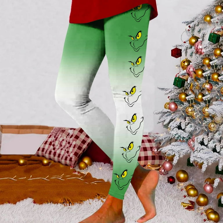 Clearance Before Christmas,Christmas Leggings ,Christmas Grinch Womens Yoga  Pants, Women Girls Grinch Leggings Skinny Christmas Grinch Printed