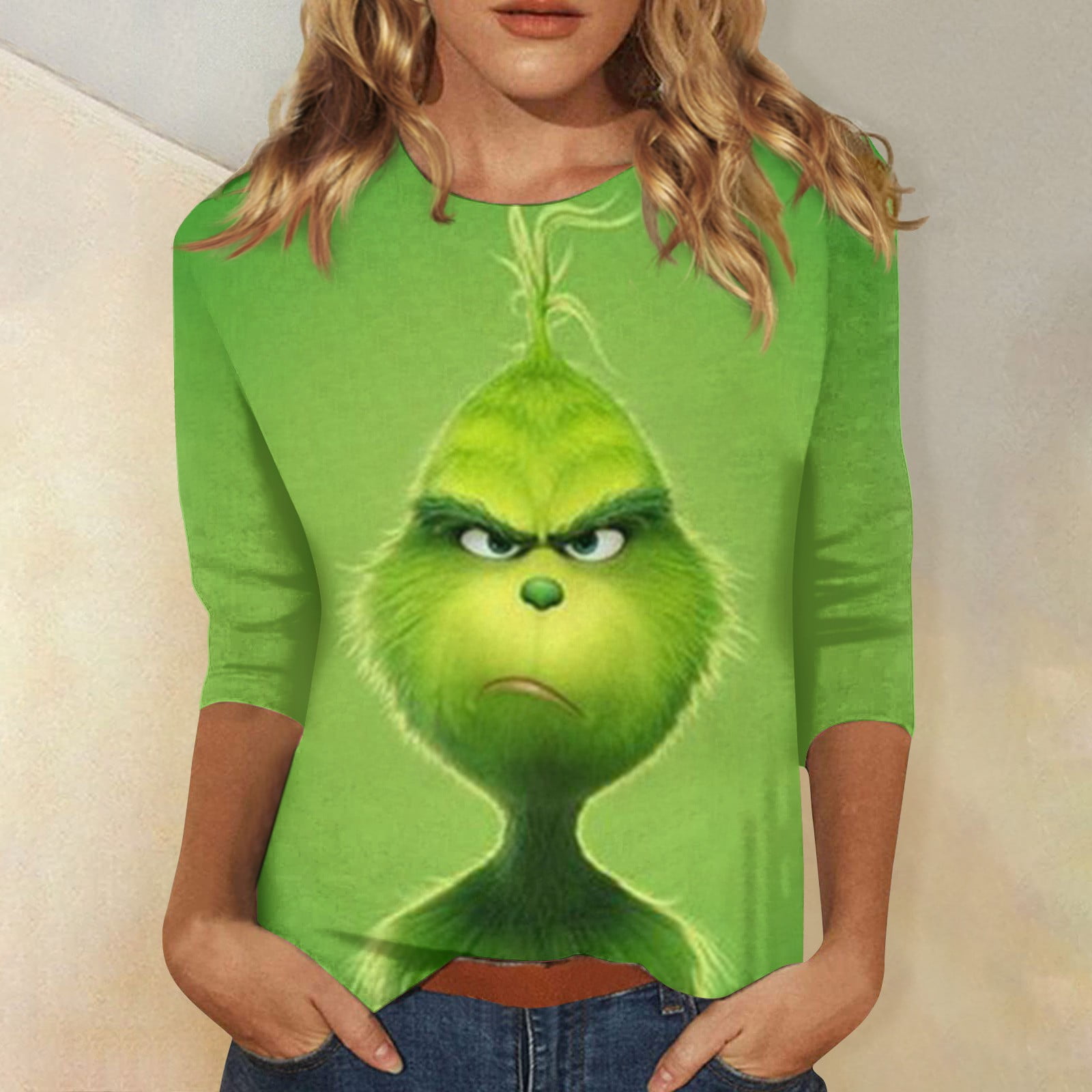 Grinch Christmas Matching Grinch Costume Grinch Shirt Womens New Round