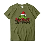 KYGABAK Clearance Before Christmas Grinch Shirt Short Sleeve for Women & Men Unisex Grinch Pattern Funny T-Shirts Christmas Grinch Short Sleeve Fashion Oversized T Shirt Funny Clothes Casual Tops, Adult