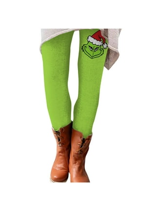  Womens Christmas Santa Leggings Green Monster