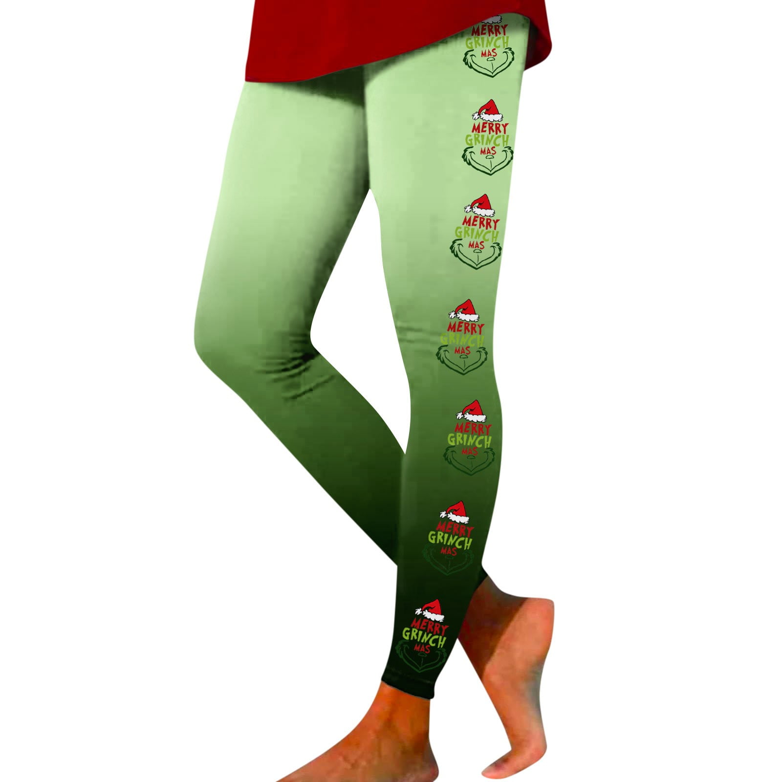 Clearance Before Christmas Women's Christmas Grinch Printed Leggings
