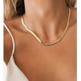 thumbnail image 1 of Clearance!Beforesun Gold Necklace For Women 14K Herringbone Flat Necklace 5MM 20" -26"Gold Plated, 1 of 11