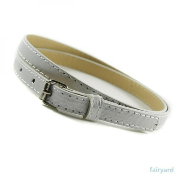 Clearance!Belt Thin Skinny Faux Leather Waistband Ladies Casual Strap Cinto Women Belts Silver