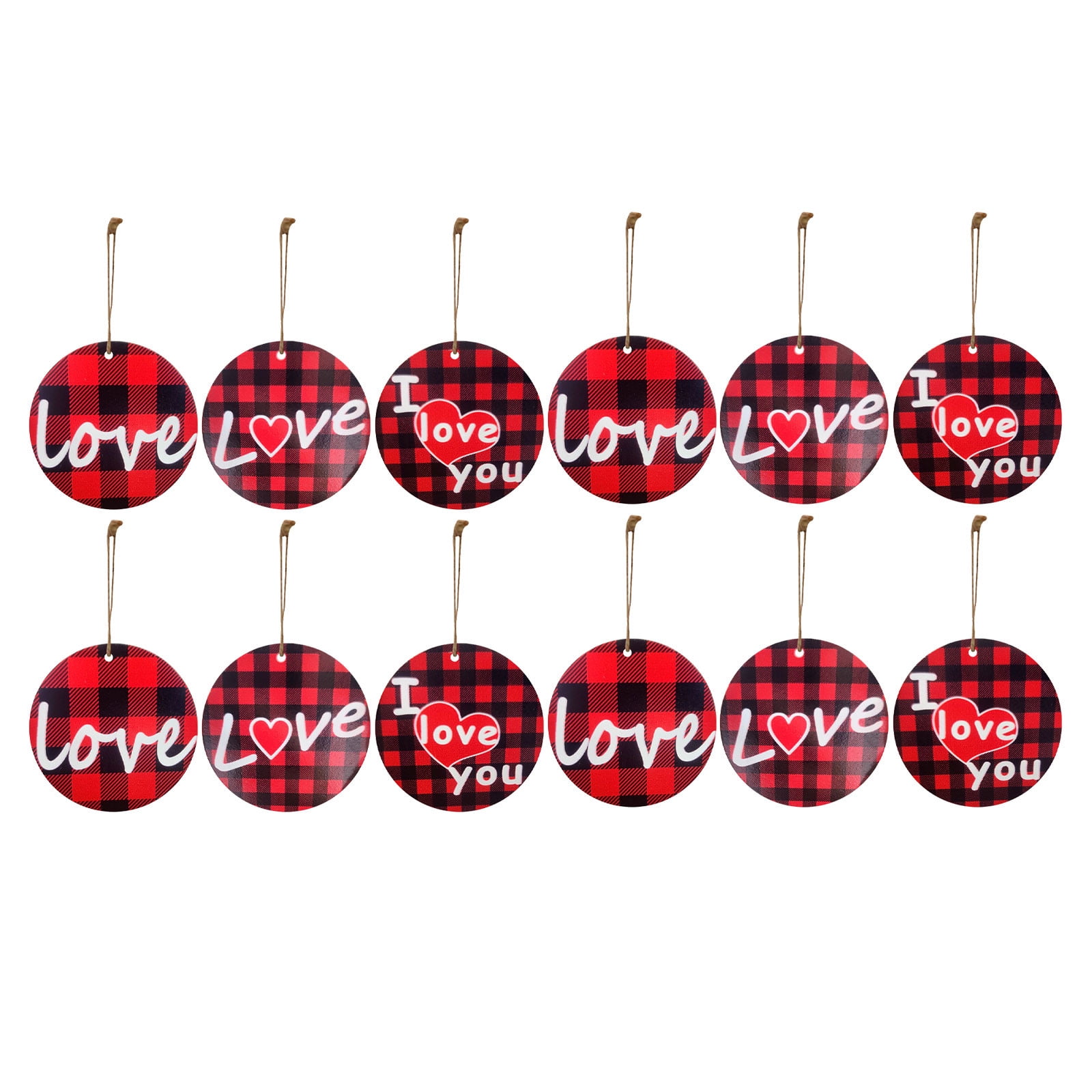 Clearance!Beppter Hangs,12Pc Wooden Valentine'S Day Pendants Gift Red