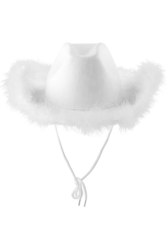 Clothing Berets Hat With Feather Fluffy Feather Brim Adult Size Cowboy Hat With Feathers For Party Play Dress Up Outfits For Women