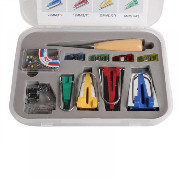 Clearance! Bias Tape Fabric Maker Kit Set for Sewing Quilting Awl and Binder Foot Case Tool