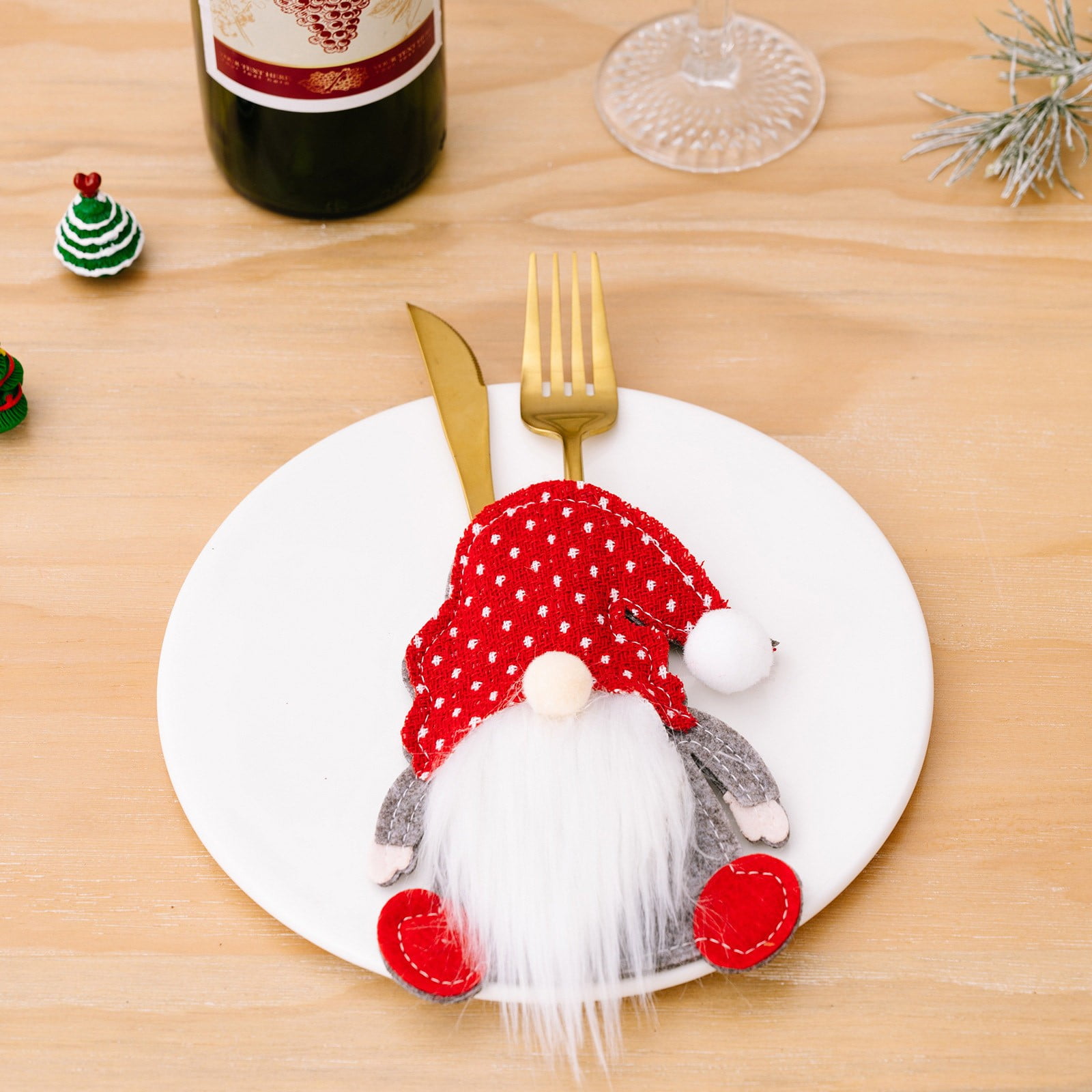 Clearance！ Bifavgk Christmas Gnome Tableware Holder Silverware Holders