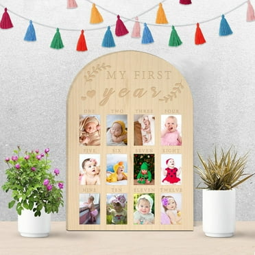 Clearance！ Bifavgk My First Year Photo Display Wooden Board Year Photo Frame Board 12 Months Baby Photo Frame 1St Birthday Baby Keepsake Gift For Mom Birthday Gifts For Women Picture Frames Room Decor