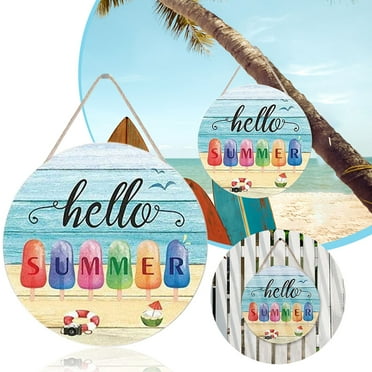 Clearance！ Bifavgk Hello Summer Country Cabin Sign Plaque Summer Beach Theme Wooden Door Hook Door Sign With Multiple Scenes House Numbers For Outside Welcome Sign For Front Door Porch Decor