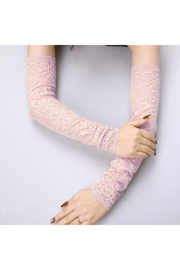 Lace Arm Sleeve Uv Protection Sunscreen Gloves Uv Protection Fingerless Sleeves To Cover Arms For Women Sleeves To Cover Arms For Men Uv Protection Pink
