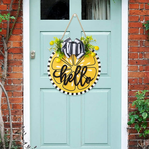 Clearance! Bifavgk Summer Lemon Door Sign Lemon Shape Hanging Sign Welcome Wooden Door Hanger Hanging Plaque Rustic Sign With Rope Welcome Fruit Themed Decor For Door Wall Porch Indoor Outdoor