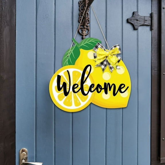 Clearance! Bifavgk Summer Lemon Door Sign Lemon Shape Hanging Sign Welcome Wooden Door Hanger Hanging Plaque Rustic Sign With Rope Welcome Fruit Themed Decor For Door Wall Porch Indoor Outdoor