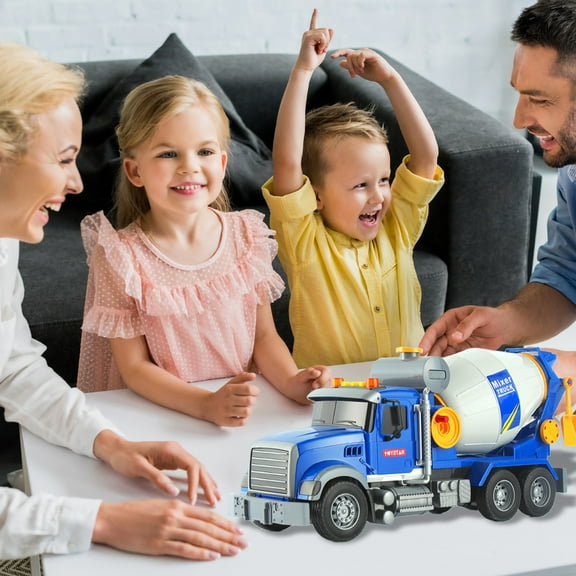 Clearance! Big Cement Mixer Truck Toys Engineering car Lights Sounds,Friction Powered Push car,Go Construction Vehicles Toddlers Boys Toy and Girl Gift car Age 3+