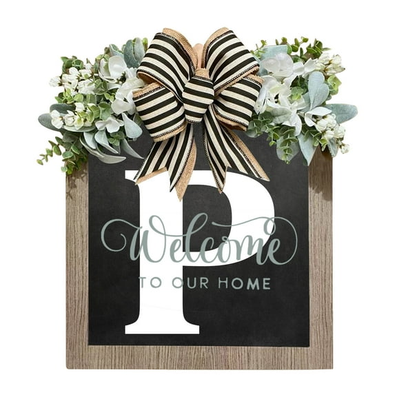 Clearance! Binkne 2023 New Last Name Year Round Front Door Wreath Front Door 26 Letter Farmhouse Wreath with Wreath Bow Spring Wreaths for Front Door Outside Hanger Decor Welcome Sign for Front Door P