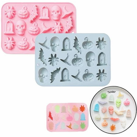 Clearance Biscuit Moulds under $5 Halloween Chocolate Pumpkin Bat Tomb Shape Silicone For Chocolate Candy Gummy Ice Cube Melt Cake Decoration Silicone Baking Making Kit Fo