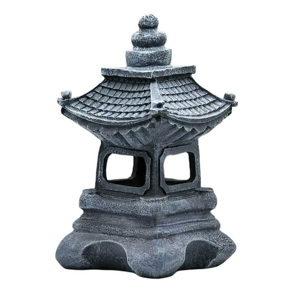 Clearance! Biyua Home Decor Pagoda Garden Statues Solar Powered Statue Japanese Garden Outdoor Zen Decorations for Home Yard Grey,22.5x22.5x37.5 cm
