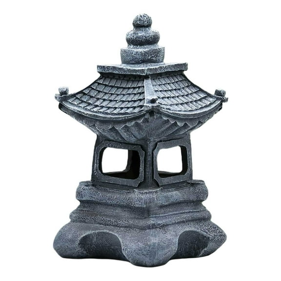 Clearance! Biyua Home Decor Pagoda Garden Statues Solar Powered Statue Japanese Garden Outdoor Zen Decorations for Home Yard Grey,22.5x22.5x37.5 cm