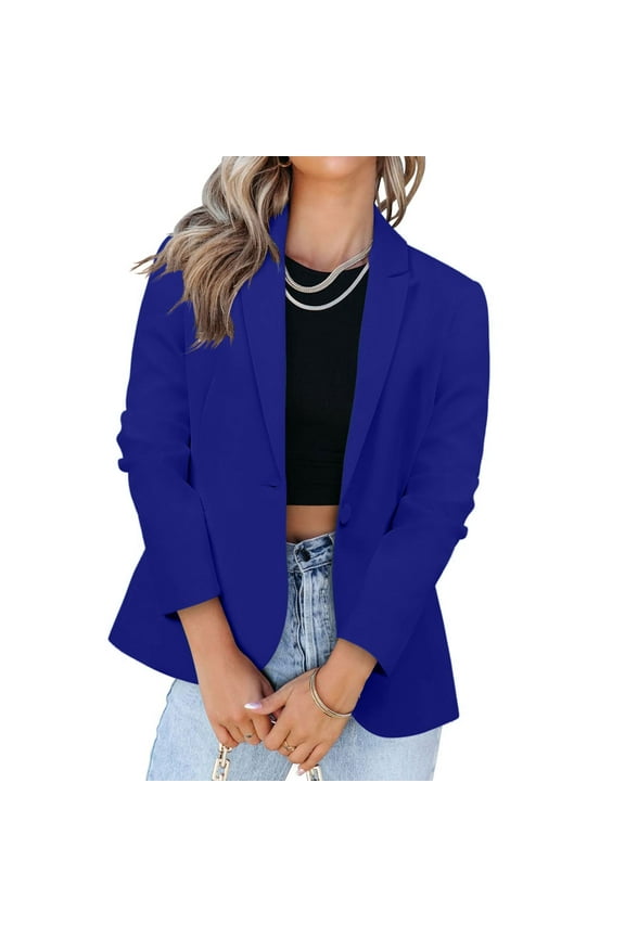 Black and Friday Suit Jacket for Women Plus Size Fayshow0 Women'S Casual Blazer Jackets Suit Long Sleeve Open Front with Button Pockets for Business Office,Blue Xxl
