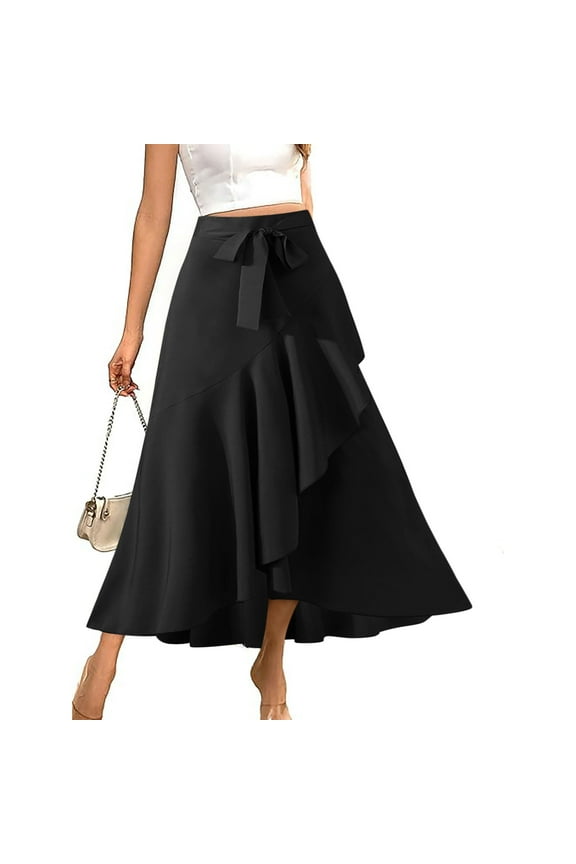 Black and Friday Women Clothes Under $5 Fayshow0 Women'S Belt Lace Wrapped Hip Fishtail Skirt High Waisted Solid Color Irregular Skirt Skirt,Black Xxxxxl