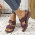 thumbnail image 1 of Clearance Black Sandals, Xunlbb Women's Spring And Summer New Large Size Wedge Slippers Beach Metal Buckle Wedge Sandals Fashion Casual Beach Sandals(Wine,Size:42), 1 of 7