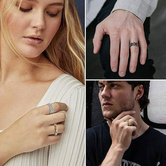 Clearance Black Statement Cube Rings for Women Men Stackable Knuckle Finger Stacking Rings Jewelry Gift for Birthday Christmas, Size 7-14