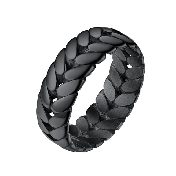 Clearance Statement Wheat Rings for Women Men Black Stainless Steel Band Rings Size Birthday Valentines Day Jewelry Gifts Girlfriend Wife Her Age Ideas, Size 8