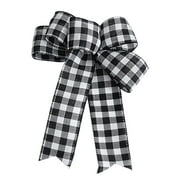 OAVQHLG3B Black White Buffalo Plaid Bow Christmas Wreath Holiday Bowknot DIY Crafts Ornaments for Christmas Tree Topper Wedding Party Decorations