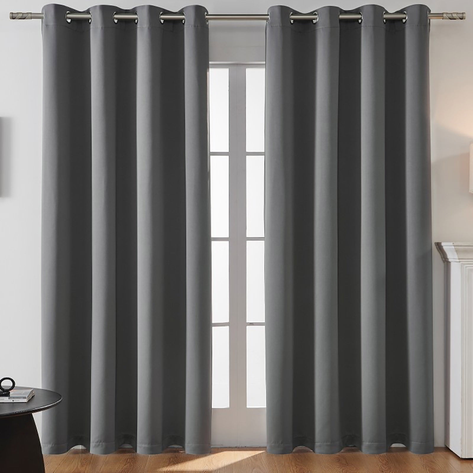 Blackout Curtains 84 Inch Length 2 Panels Set, Thermal Insulated Long Curtains& Drapes 2 Burg, Room Darkening Grommet Drapes for Living Room Bedroom Window (W52 x L84 Inch, Dark Gray)
