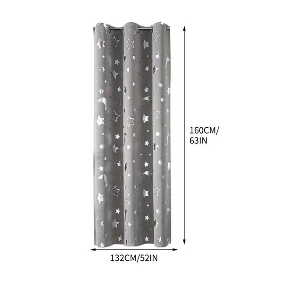 Clearance! Blackout Curtains for Kids Bedroom Nursery,Foil Shiny Big Star and Moon Room Darkening Space Theme Window Curtain for Boys Baby 63x52inches Gray